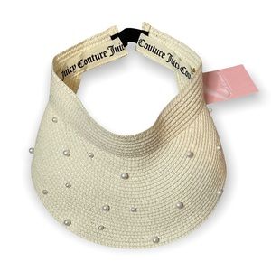 🧨LAST ONE🧨 Juicy Couture Straw Visor Faux Pearl Summer Hat Women’s